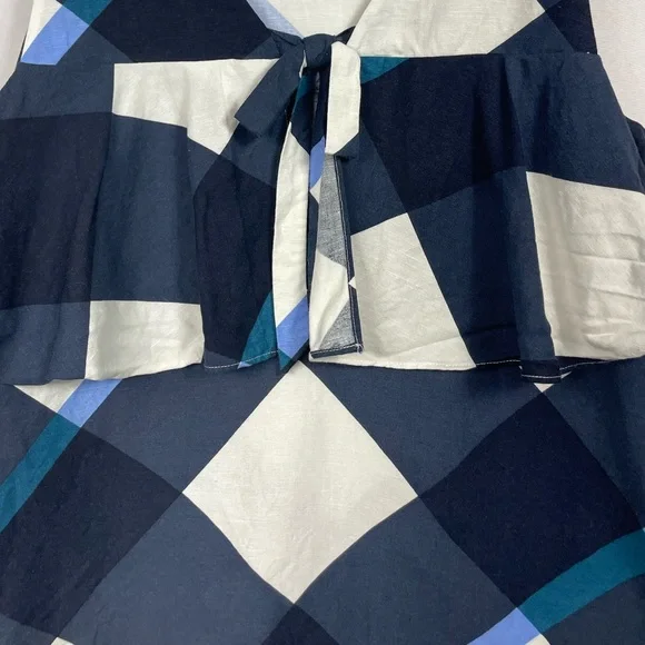 Ann Taylor Linen Blend LG Tank Top Plaid Boxy Coastal Lightweight Careerwear - Picture 7 of 16